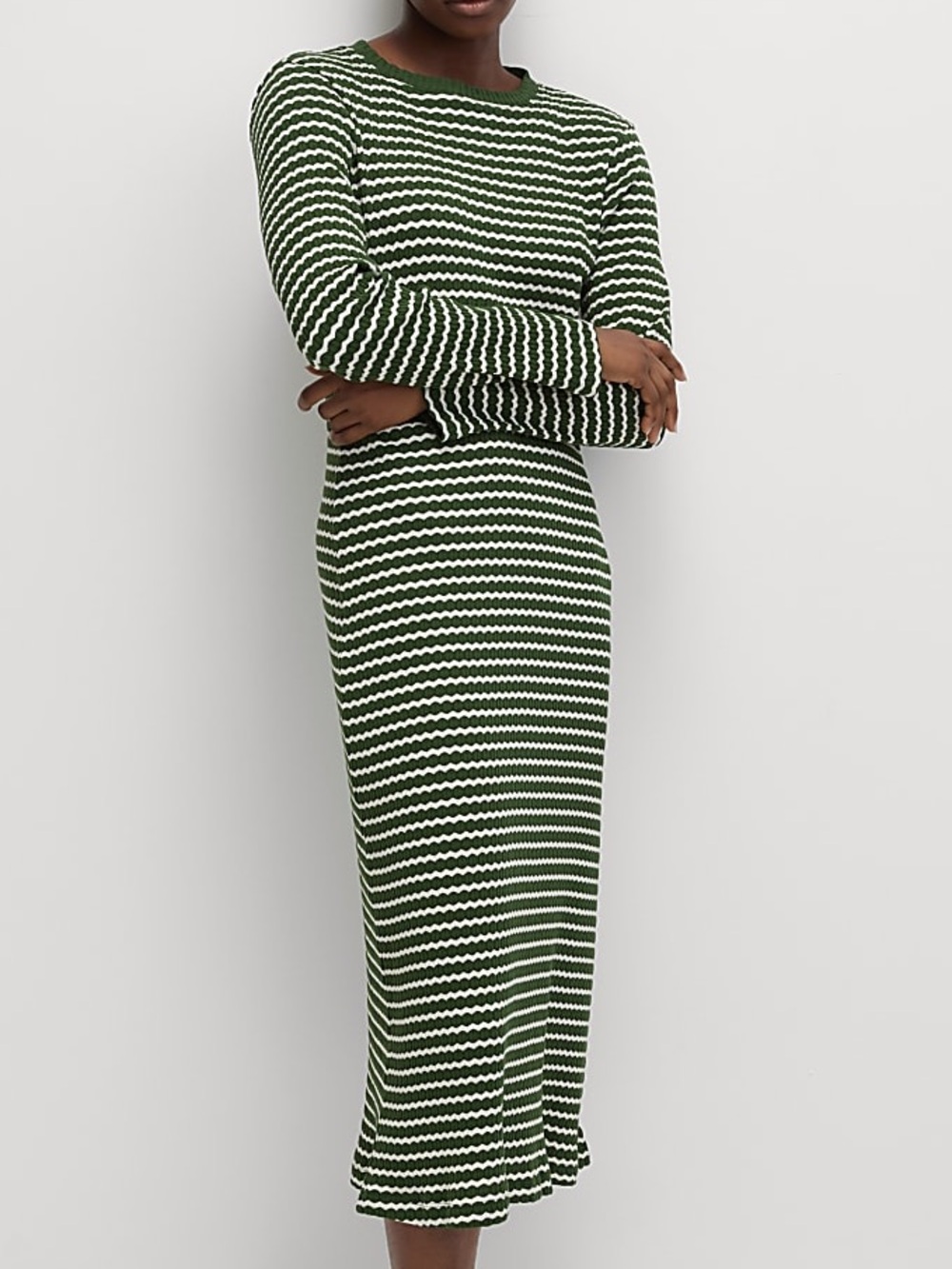 M&S Striped Skater Midi Dress